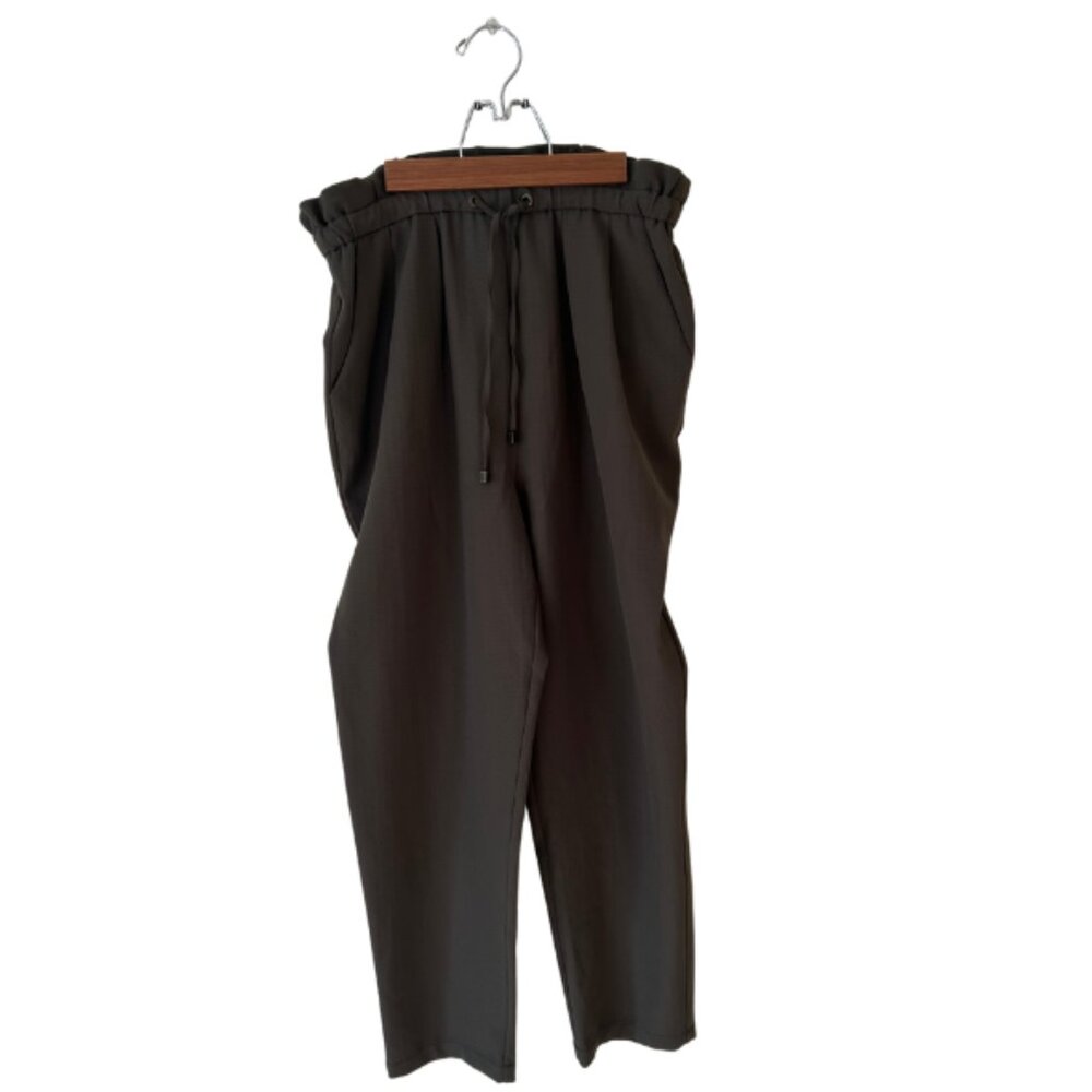 Topshop Olive High-Waisted Work Dress Pants